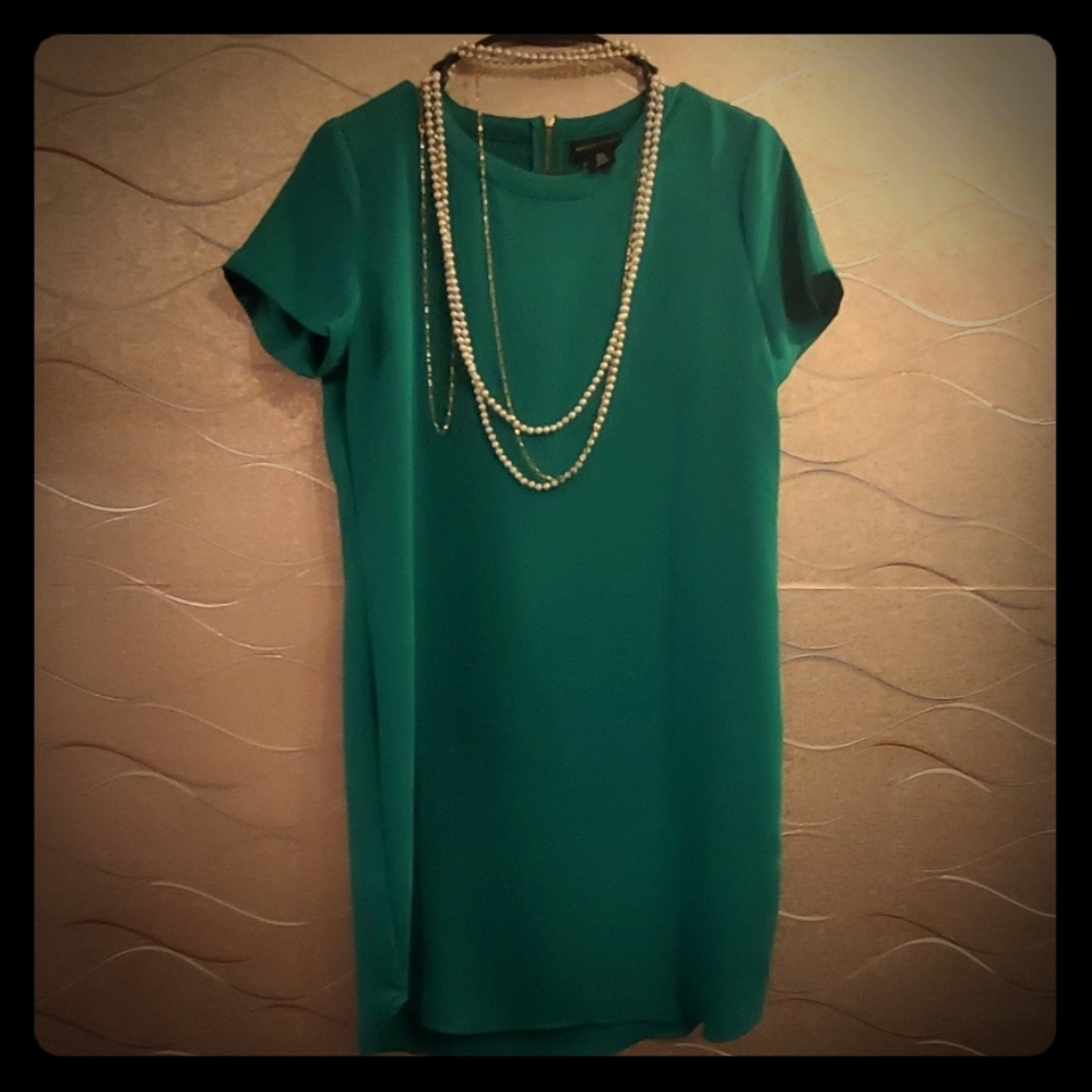 Simple, emerald shirt dress